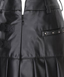 Women's Leather Half Pleats SQ - Black