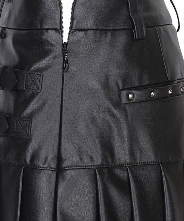 Women's Leather Half Pleats SQ - Black