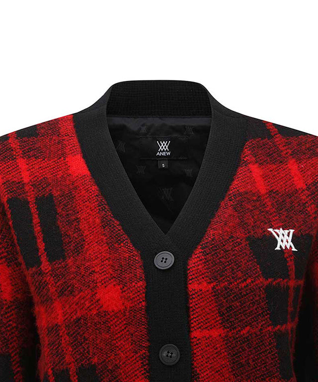 Women's Check Point Cardigan - Red