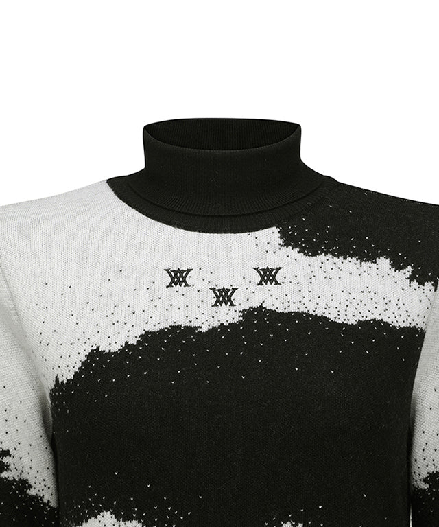 Women's Cashmere Blend High Neck Sweater - Black