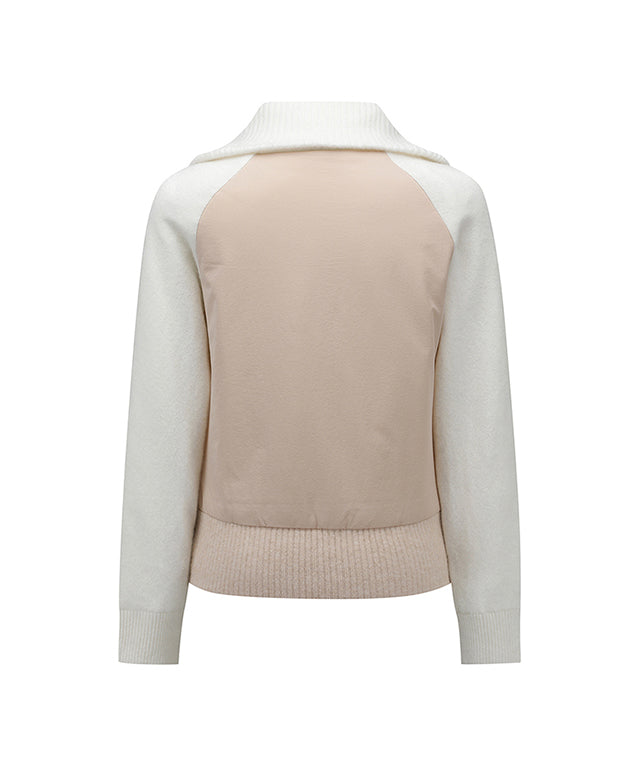 Women's Cashmere Blend Half Zip Sweater - Light Beige
