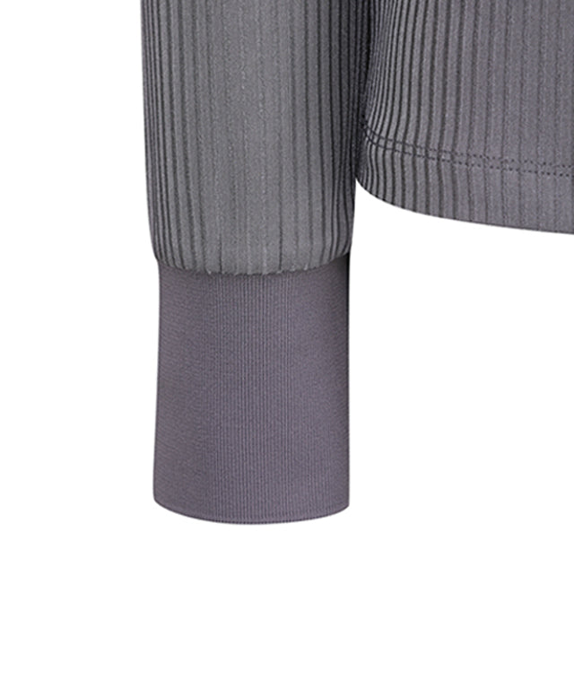 Women's Zipper Point Golgi Long T-shirt - Gray