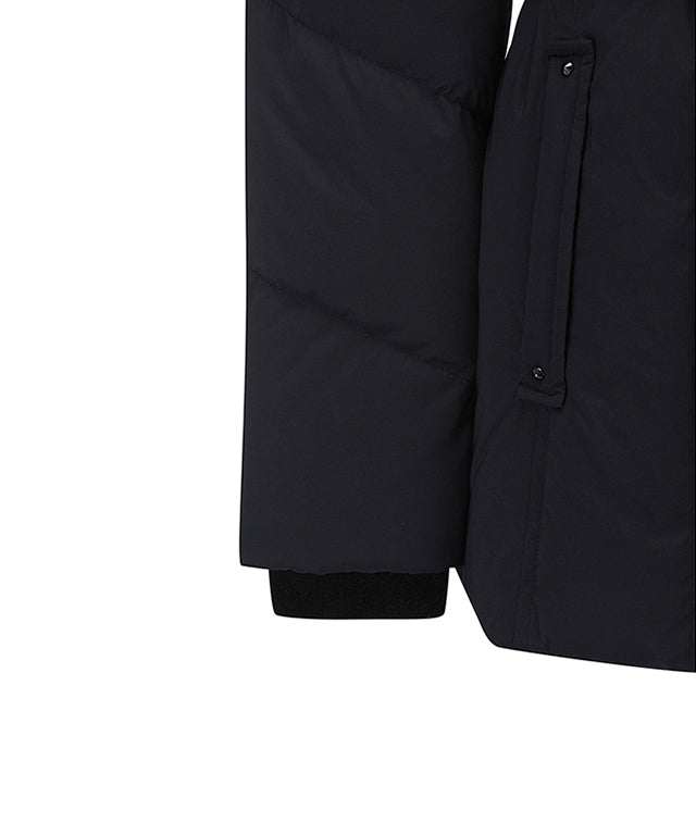 Women's Knit Detachable Medium Length Down JK - Black