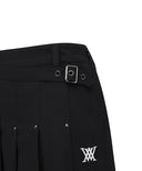 [Legacy Sale]  Women's Buckle Decoration Pleats Skirt - Black