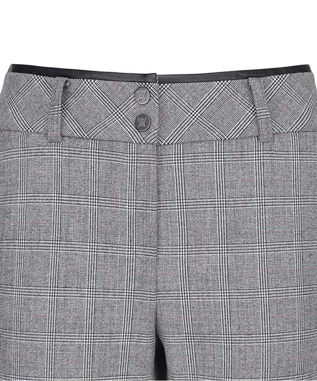 Women's Check Boots Cut Long Pants - Gray