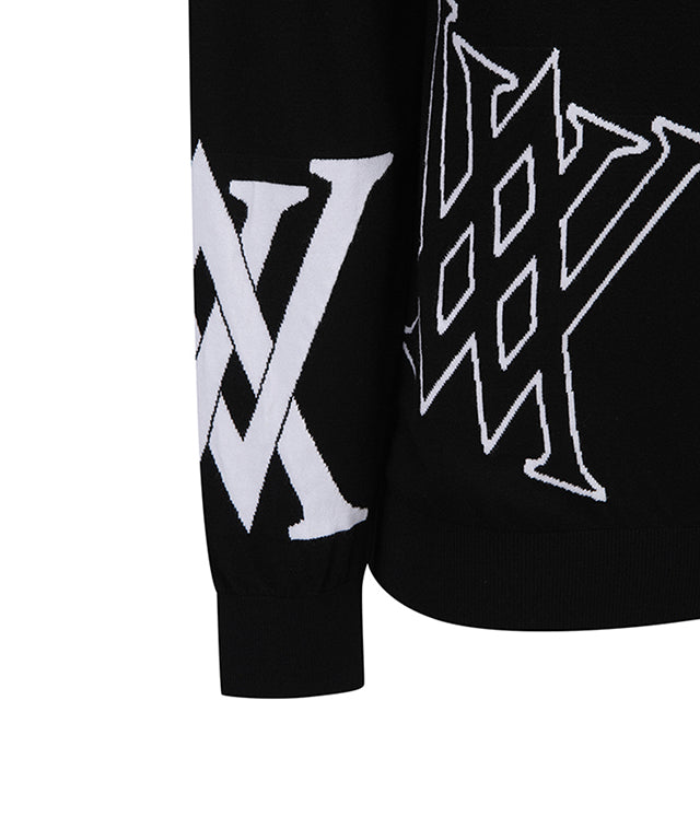 Men's Logo Intarsia Pullover - Black