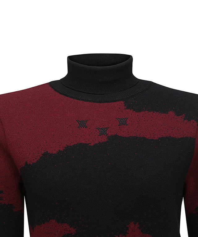 Women's Cashmere Blend High Neck Sweater - Wine