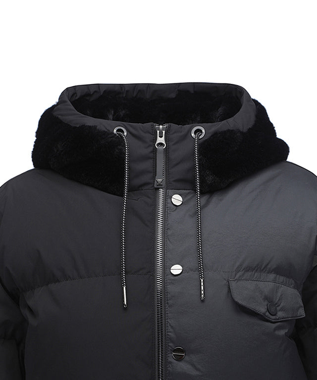 Women's Boa Hoodie Bomber - Black