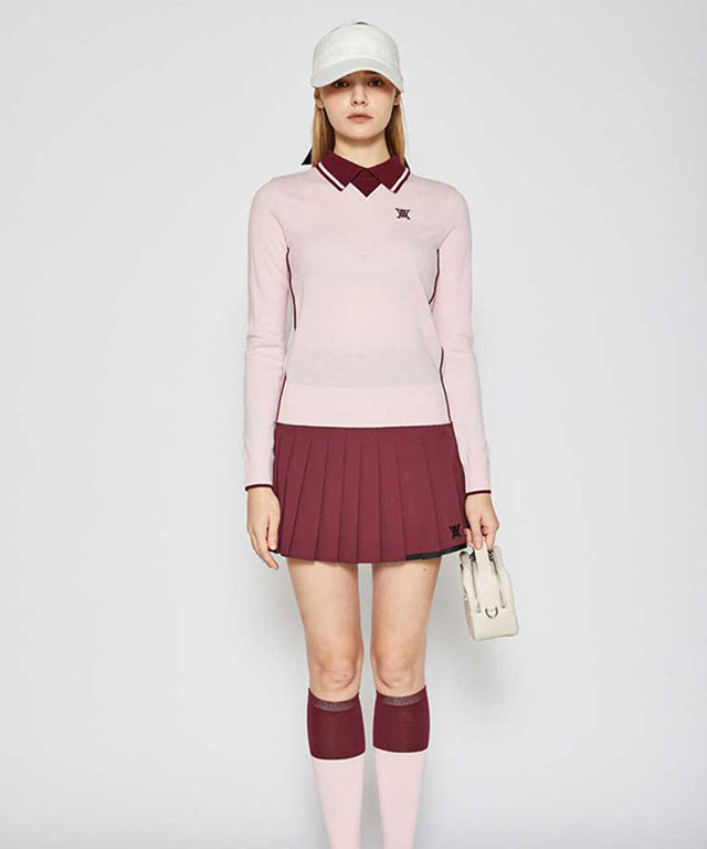Women's Logo Band Double Pleats SQ - Wine