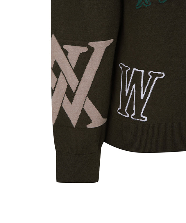 Men's Logo Intarsia Pullover - Brown