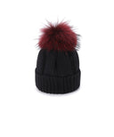 Women's Color Point Wool Knit Cap - Black