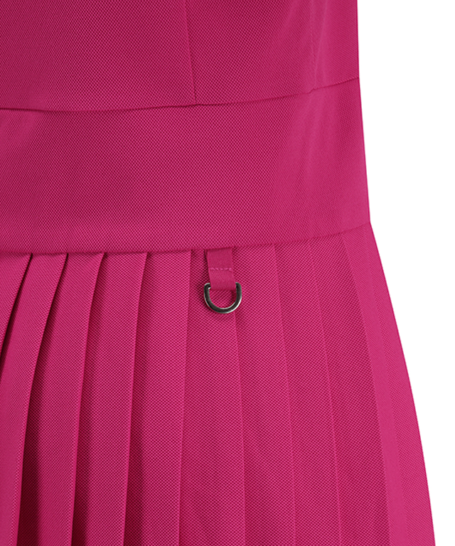Pleated Skirt Pique Dress - Hot Pink