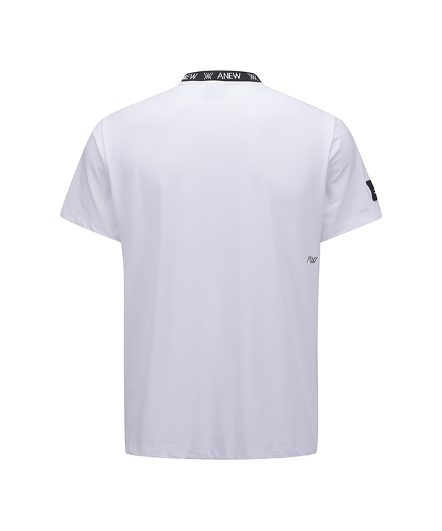 Men's Neck Jacquard Logo Short T-Shirt - White