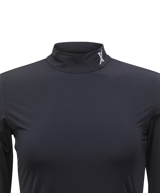 Women's Cold Fabric High Neck T-Shirt - Black