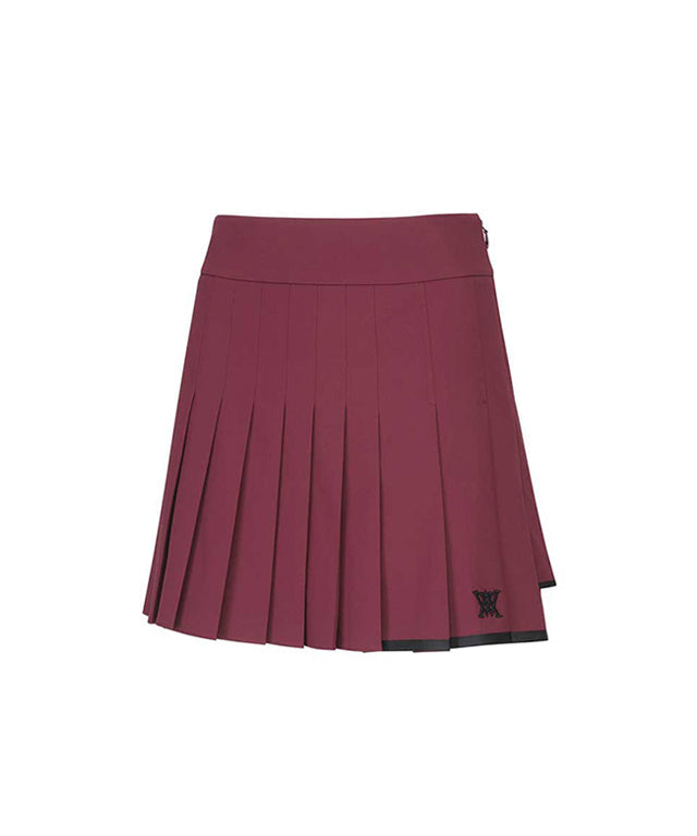 Women's Logo Band Double Pleats SQ - Wine