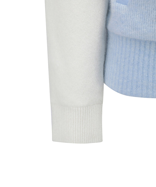 Women's Cashmere Blend Half Zip Sweater - Light Blue