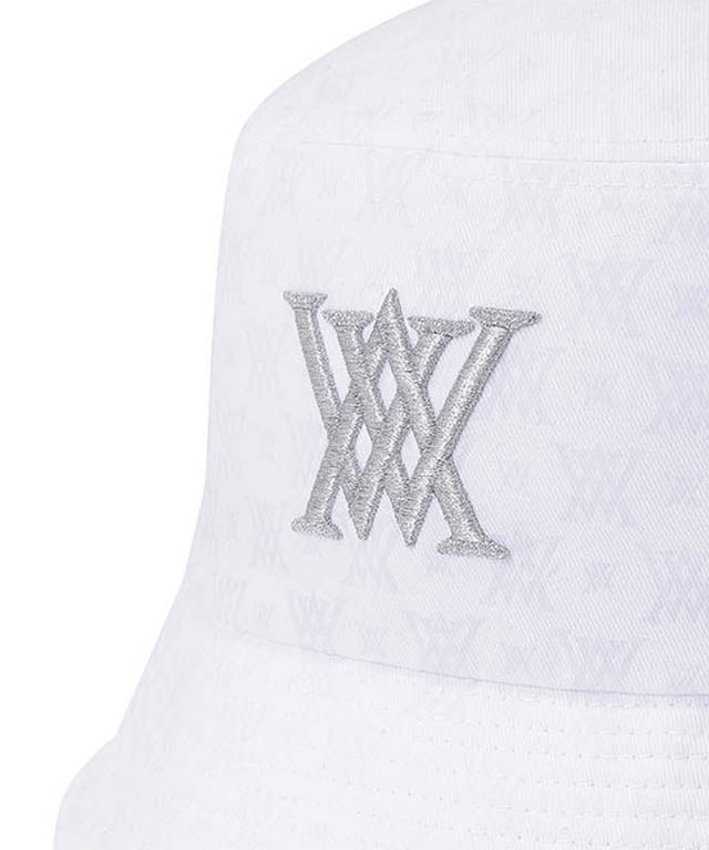 Monogram Round Taping Bucket Hat - White – Anew Golf USA