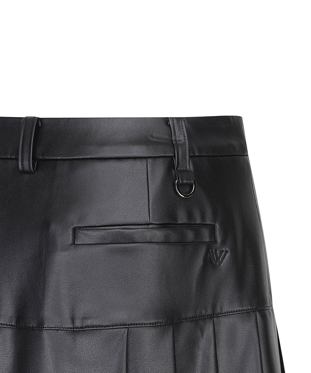 Women's Leather Half Pleats SQ - Black
