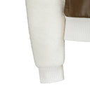Women's Leather Patch Point Fleece Jacket - Ivory