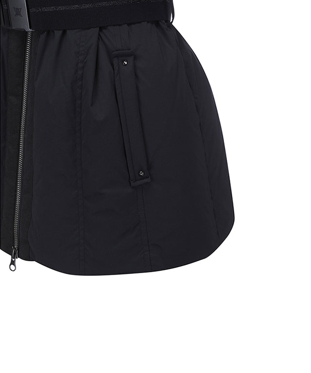 Women's Knit Detachable Medium Length Down JK - Black