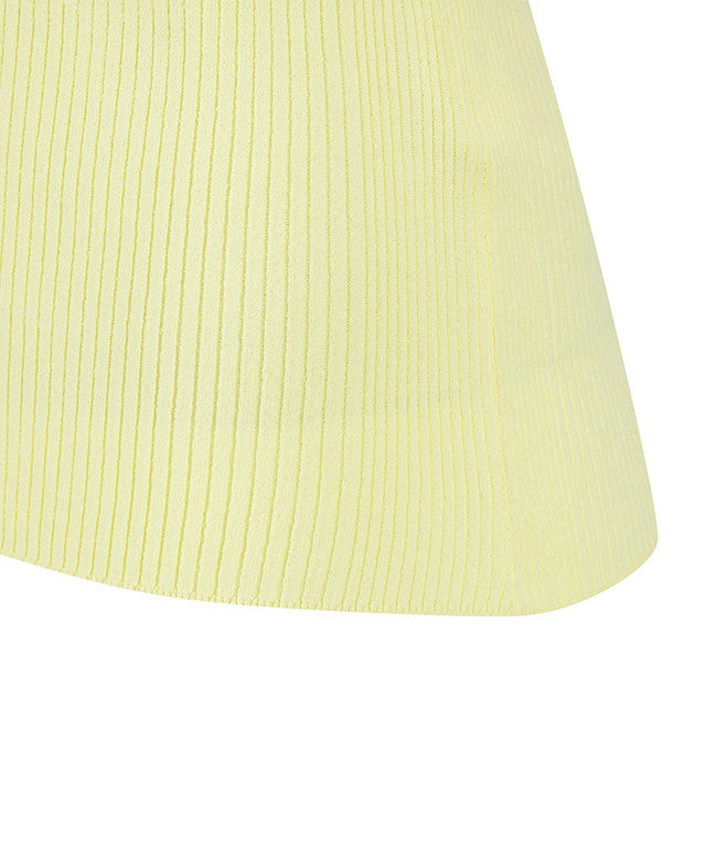 Women's Collar Corduroy Short Sweater - Yellow