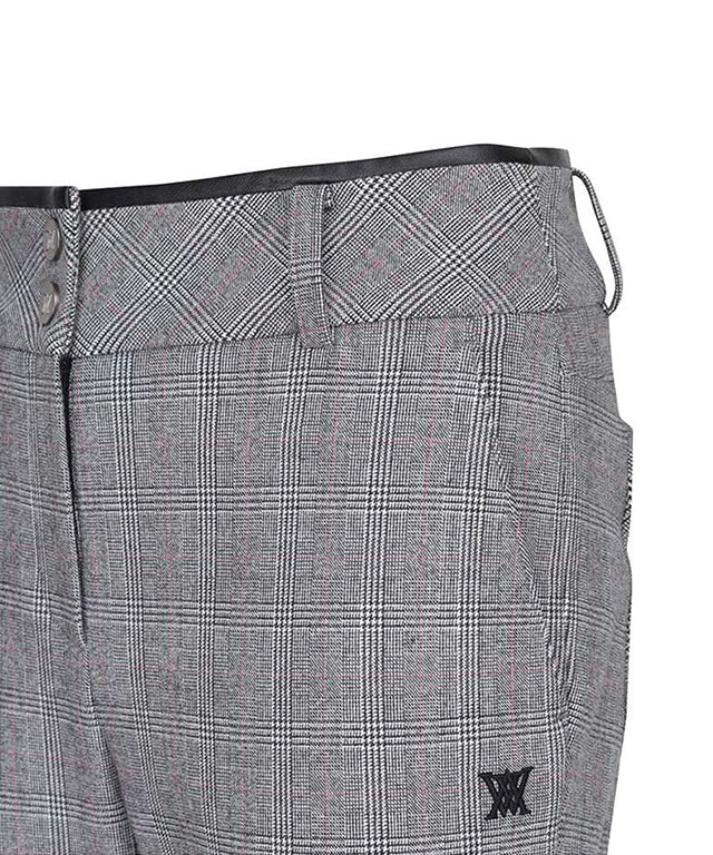 Women's Check Boots Cut Long Pants - Gray