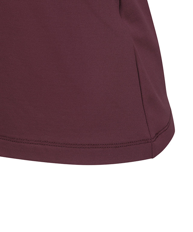 Women's Collar Color Blocked Long T-shirt - Wine