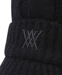 Women's Color Point Wool Knit Cap - Black