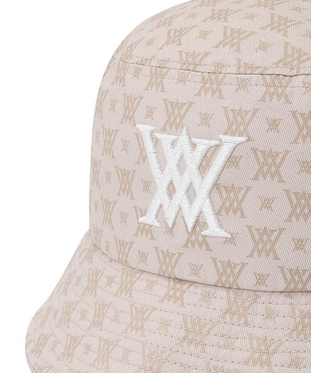 Monogram Round Taping Bucket Hat - Beige