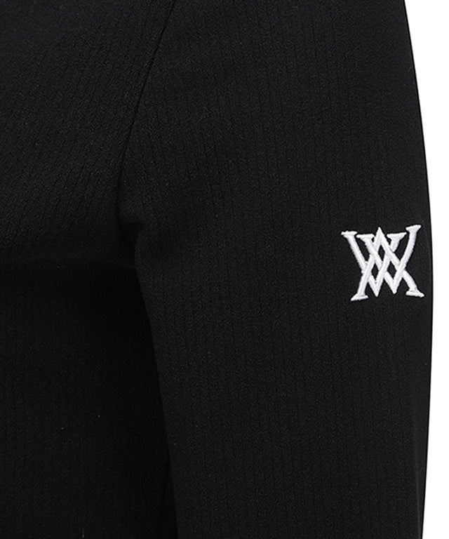 Women's High Neck Zip Long T-shirt - Black