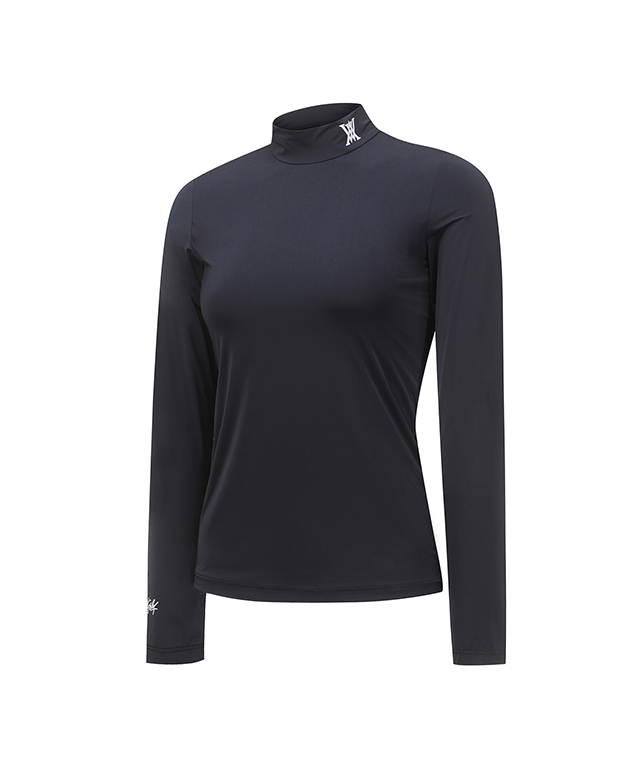 Women's Cold Fabric High Neck T-Shirt - Black