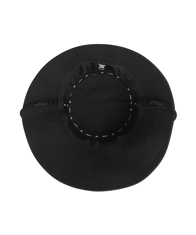 Unbalanced Wide Brim Bucket Hat - Black