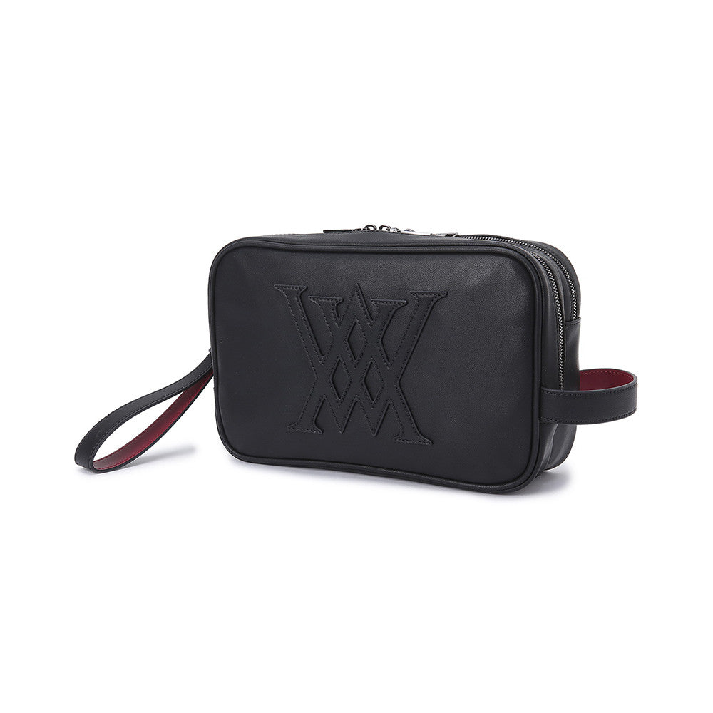 Leather Patch Logo Pouch_BK