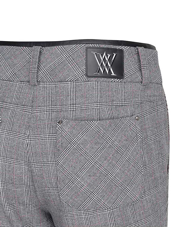 Women's Check Boots Cut Long Pants - Gray