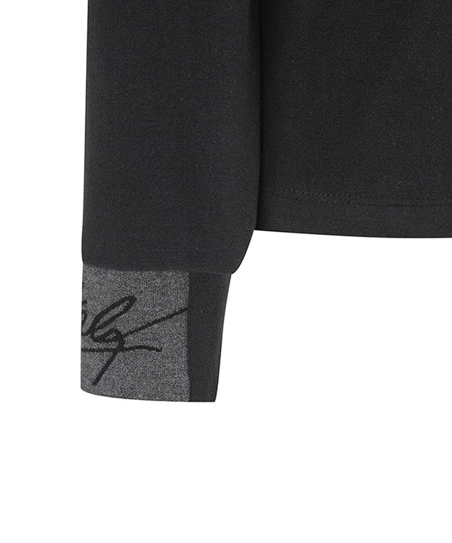 Women's Nap Collar Long T-shirt - Black