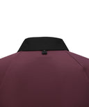 Women's Collar Color Blocked Long T-shirt - Wine