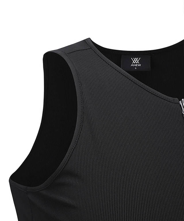 Women's Ribbed Pleated Block Bress - Black