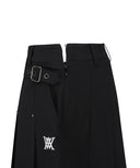 [Legacy Sale]  Women's Buckle Decoration Pleats Skirt - Black