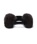 Women's Real Fur Snow Winter Visor - Black