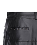 Women's Leather Half Pleats SQ - Black