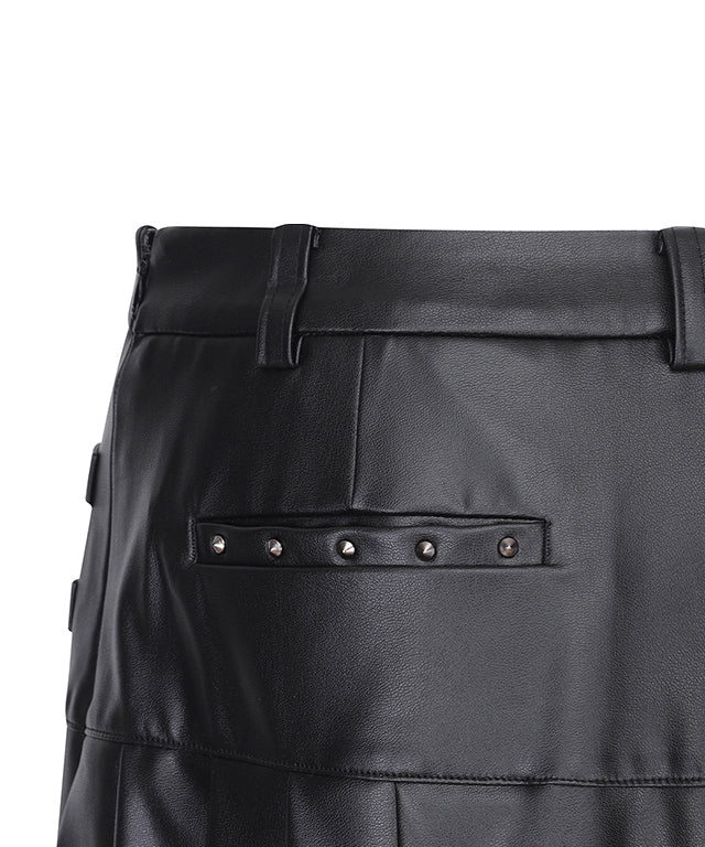Women's Leather Half Pleats SQ - Black