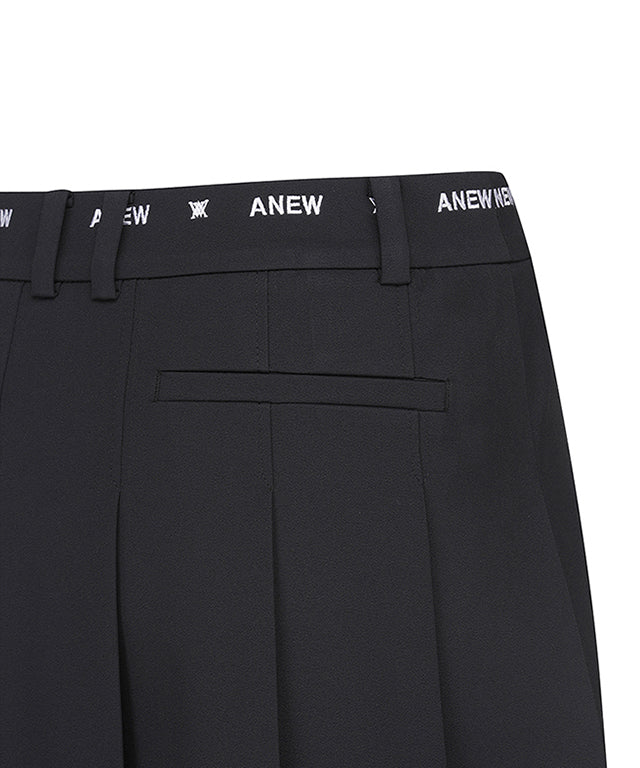 Women's Middle Length Pleats Skirt - Black