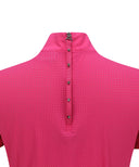 Women's High-Neck Mesh Back Short-Sleeved T-Shirt - Pink