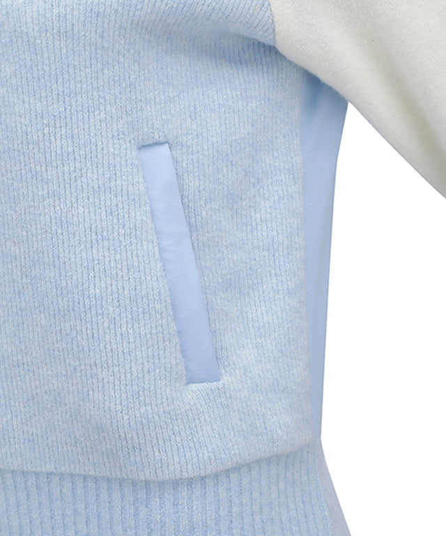 Women's Cashmere Blend Half Zip Sweater - Light Blue
