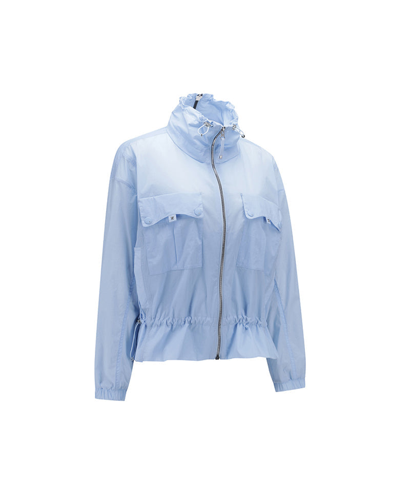 Women's High Neck Point Jacket - Sky Blue