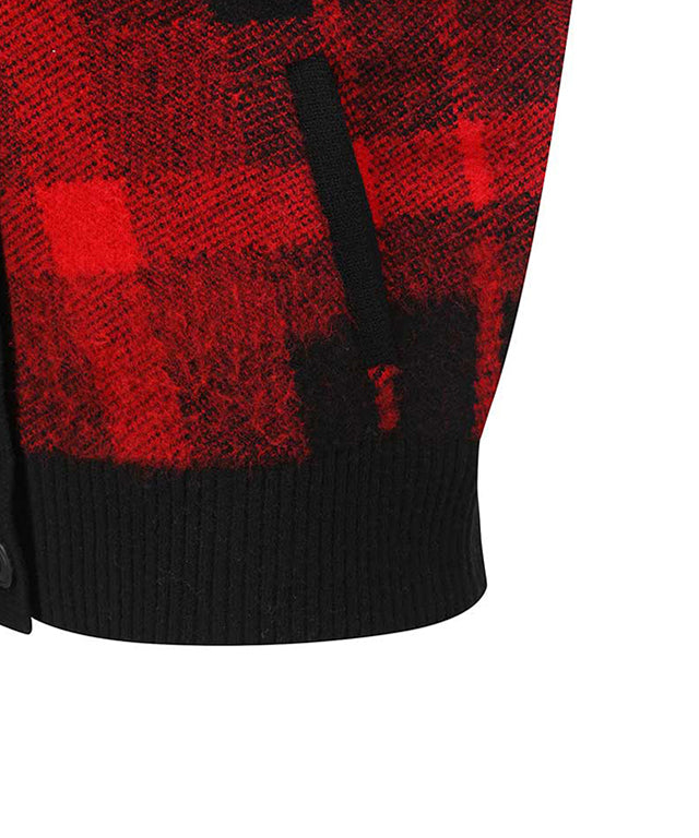 Women's Check Point Cardigan - Red