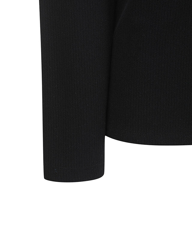 Women's High Neck Zip Long T-shirt - Black