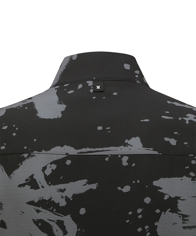Men's High Neck Anorak Short T-Shirt - Black
