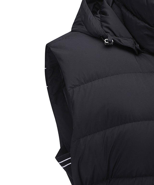Women's Long Length Down Vest - Black
