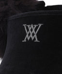 Women's Real Fur Snow Winter Visor - Black